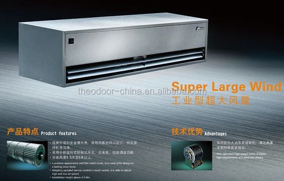 Industrial Air Curtain with 16 m/s Air Speed 4000m³/h Airflow and 380/400 VAC for High Efficiency